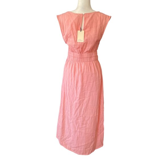 NWT Elan Coral Cut Out Midi Dress SZ M 100% Cotton Breezy Summer Wear - Picture 7 of 16